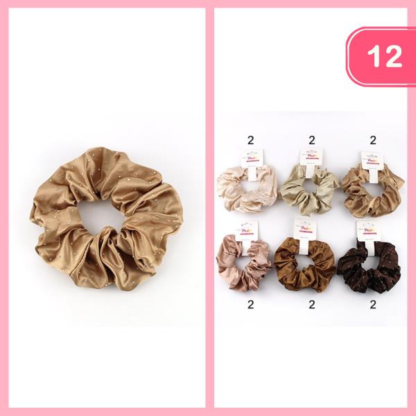 SILK LIKE POLKA DOT HAIR SCRUNCHIE (12 UNITS)