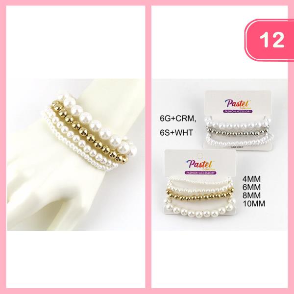 STACKABLE PERL BEADED BRACELET (12 UNITS)