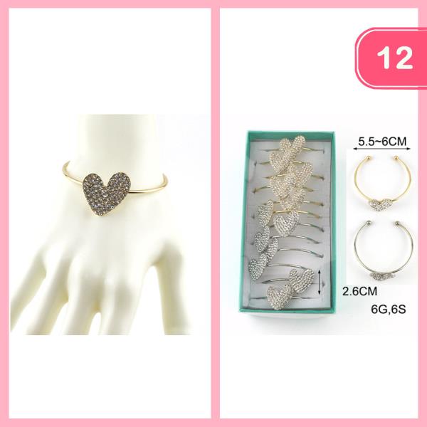 RHINESTONE HEART BRACELET (12 UNITS)