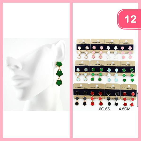 LAYERED FLOWER DANGLE EARRING (12 UNITS)