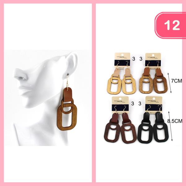 WOODEN DANGLE EARRING (12 UNITS)