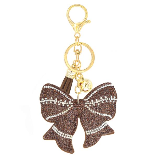 RHINESTONE FOOTBALL BOW KEYCHAIN