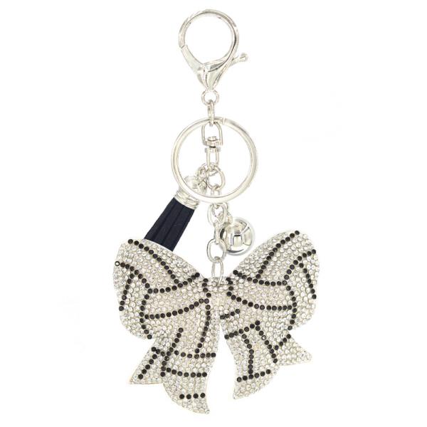 RHINESTONE VOLLEYBALL BOW KEYCHAIN