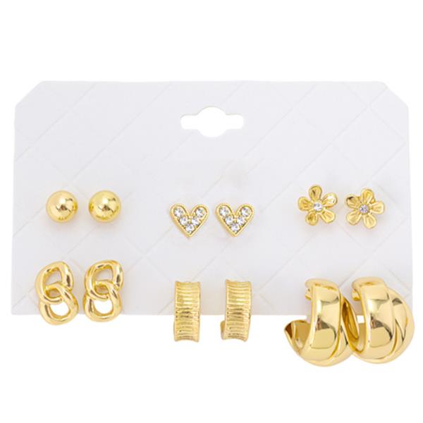 HEART FLOWER HOOP EARRING SET