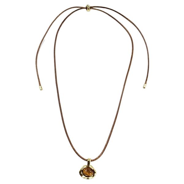 OVAL STONE CORD NECKLACE