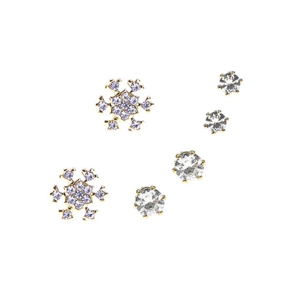 SNOWFLAKE 3 PAIR STUD EARRINGS
