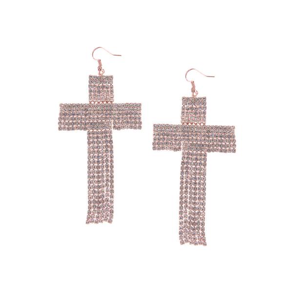 RHINESTONE CROSS EARRING