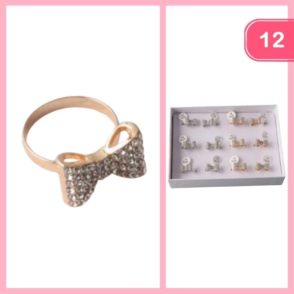 RHINESTONE BOW RING (12 UNITS)