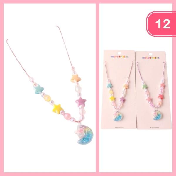 GLITTER MOON STAR BEADED NECKLACE (12 UNITS)