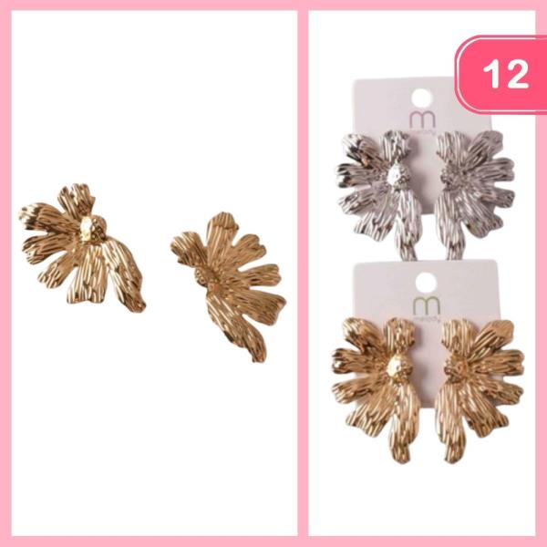 TEXTURED SPLIT FLOWER POST EARRING (12 UNITS)