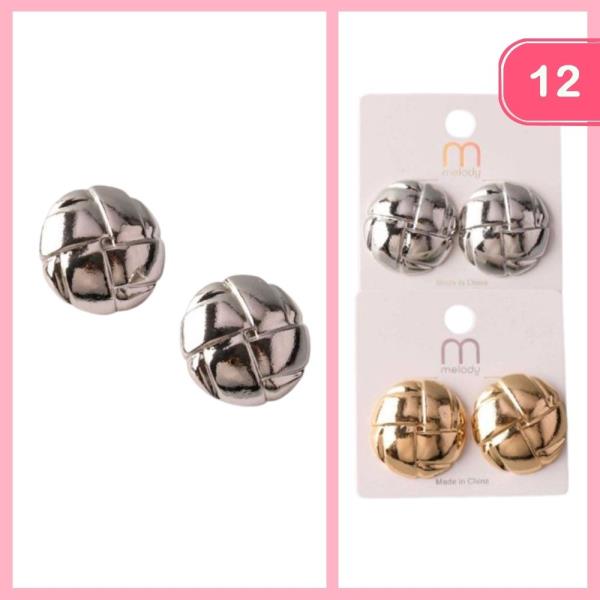 METAL WOVEN BUTTON EARRING (12 UNITS)