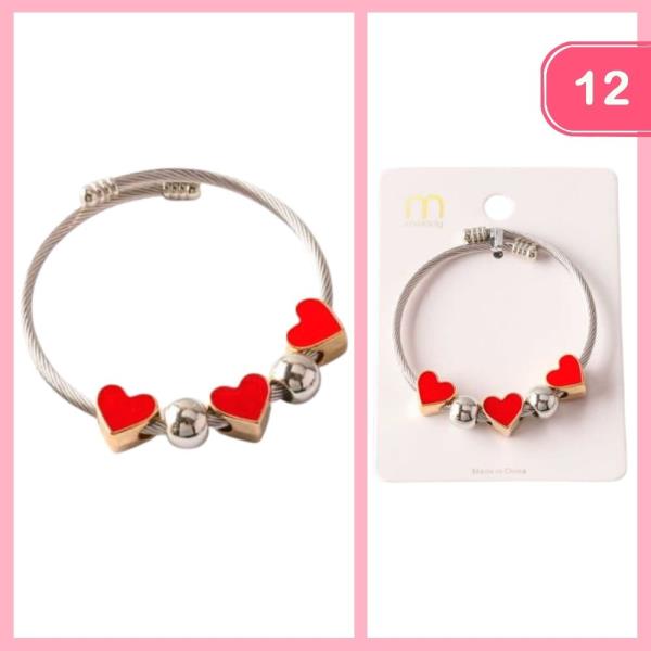 PAINTED HEARTS COIL WRAP BRACELET (12 UNITS)