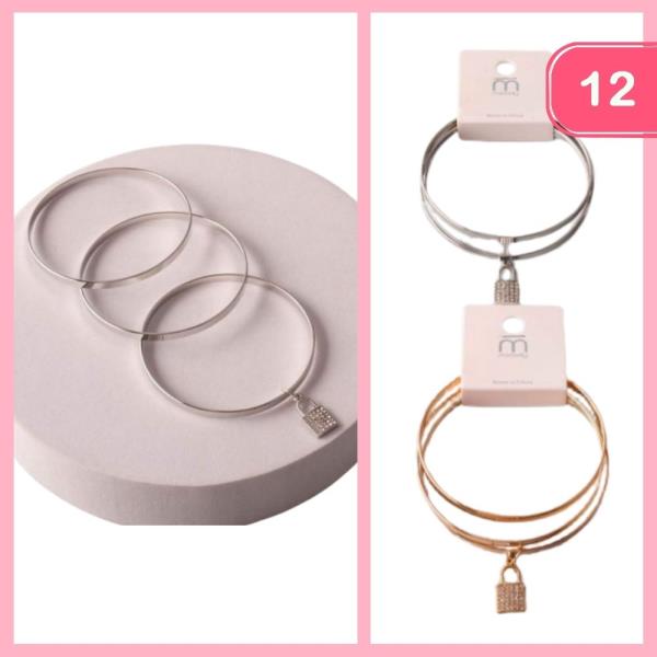 LOCK BAR BANGLES (12 UNITS)