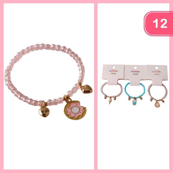 DESSERT HEART CRYSTAL BEADED BRACELET (12 UNITS)