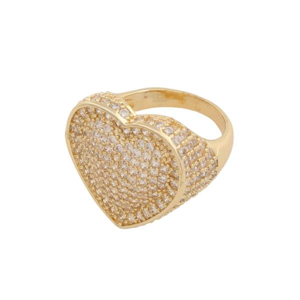 CRYSTAL HEART SHAPE METAL RING