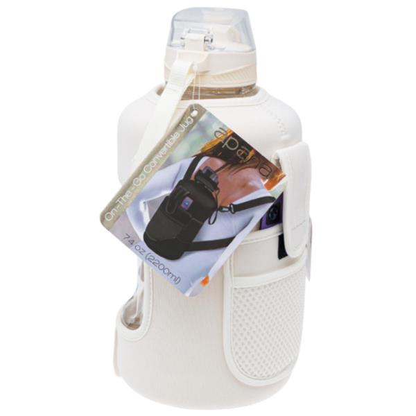 WATER BOTTLE WHITE W STRAP