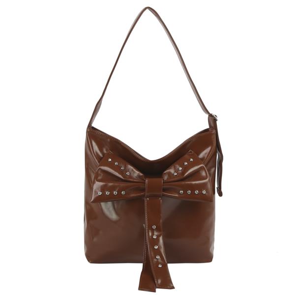 CHIC BOW STUD SHOULDER HOBO BAG