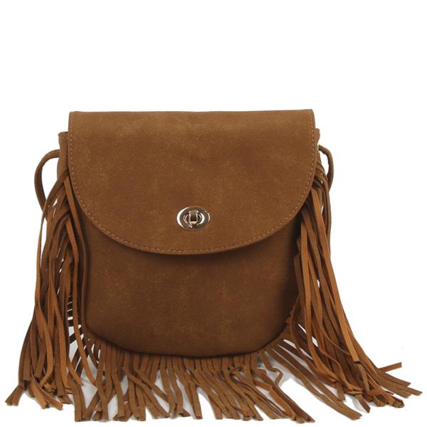TWIST LOCK TASSEL CROSSBODY BAG