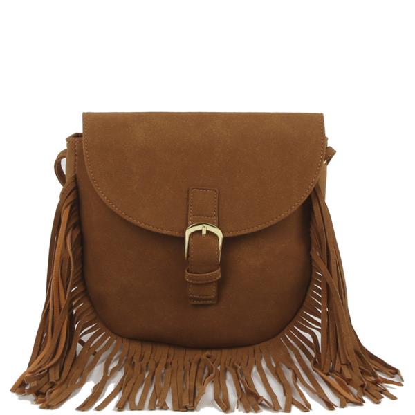 TASSEL BUCKLE FLAP CROSSBODY BAG