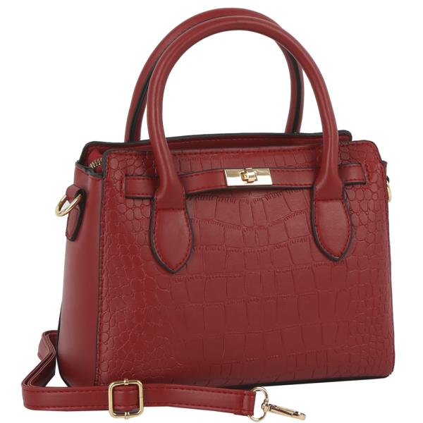 FASHION CROC TEXTURED HANDLE SATCHEL BAG