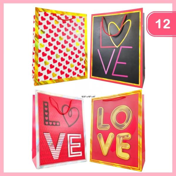MEDIUM LOVE THEME GIFT BAGS (12 PCS)