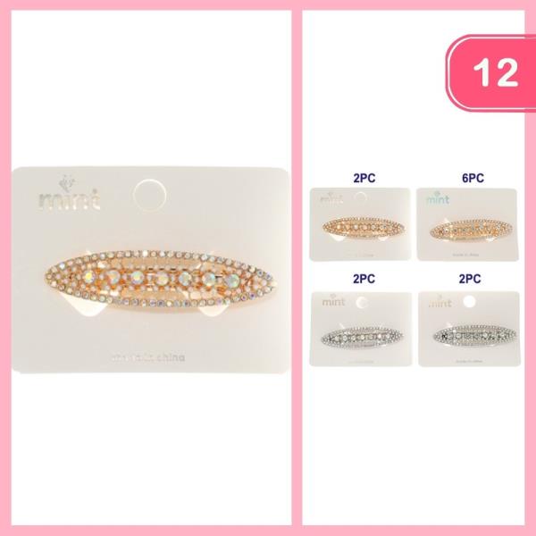 RHINESTONE BARRETTE HAIR PIN (12 UNITS)