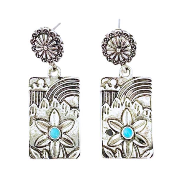 WESTERN FLOWER PATTERN DANGLE EARRING