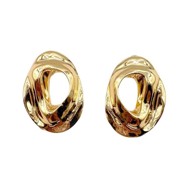 TEXTURED METAL ORGANIC OVAL STUD EARRING