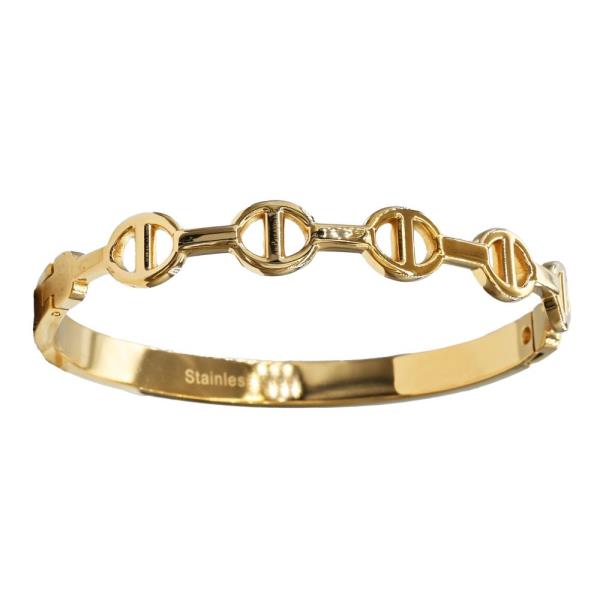 CIRCLE METAL BAR LINK STAINLESS STEEL BANGLE BRACELET