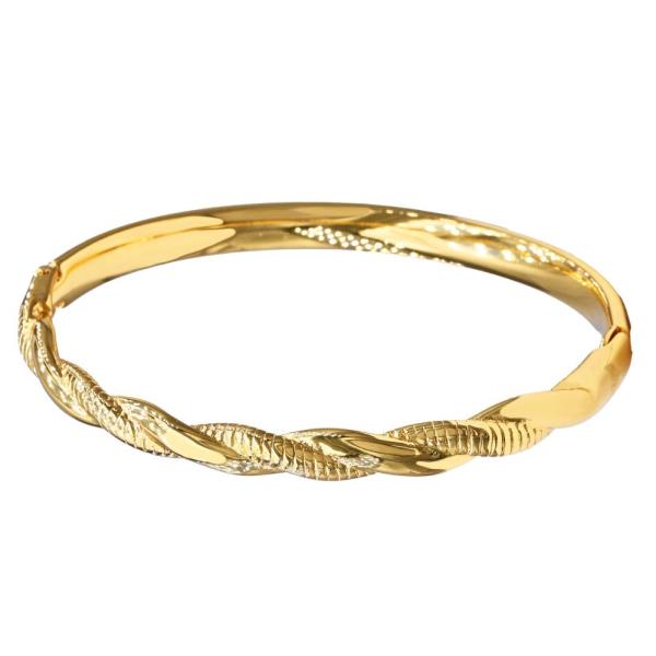 TWIST LINK STAINLESS STEEL BANGLE BRACELET