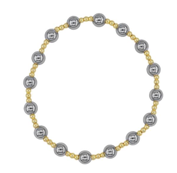 STAINLESS STEEL TWO TONE BALL BEAD BRACELET