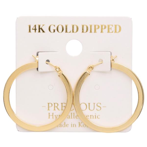 14K GOLD DIPPED FLAT HOOP EARRING