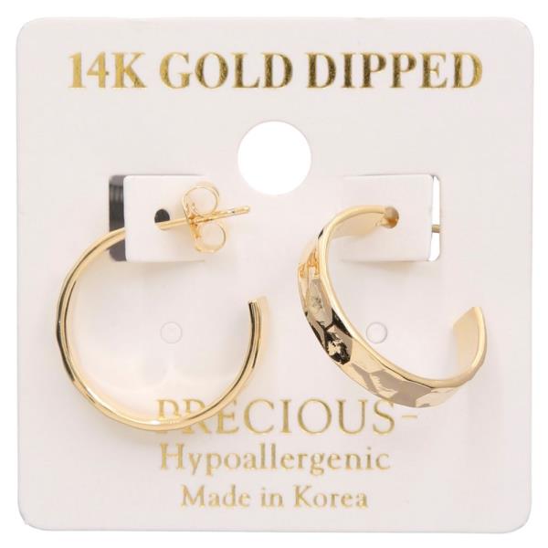 14K GOLD DIPPED SQUARE EDGE OPEN HOOP EARRING