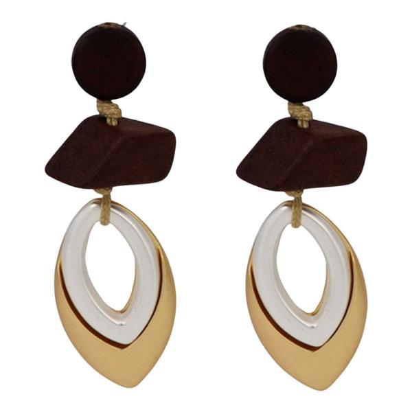 TEXTURED METAL MIXED SHAPE DANGLE EARRING