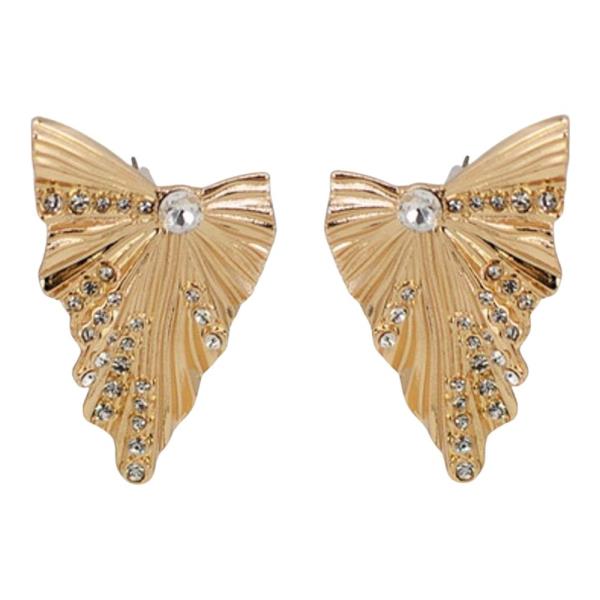 TEXTURED METAL BUTTERFLY STUD EARRING