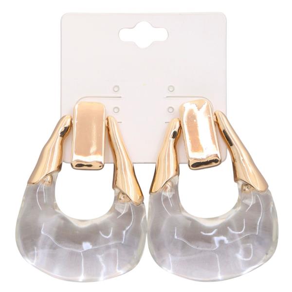 CLEAR STONE METAL EARRING