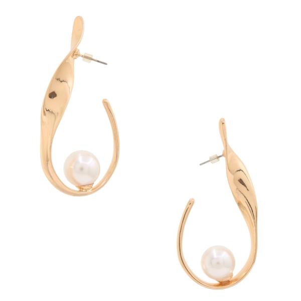 PEARL BEAD OPEN OVAL DANGLE EARRING