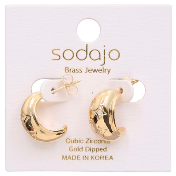 SODAJO STAR PATTERN CZ GOLD DIPPED EARRING