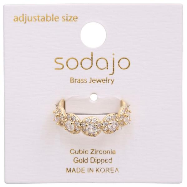 SODAJO CZ ROUND GOLD DIPPED ADJUSTABLE RING