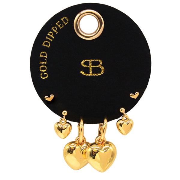 SECRET BOX GOLD DIPPED HEART MULTIPACK EARRING