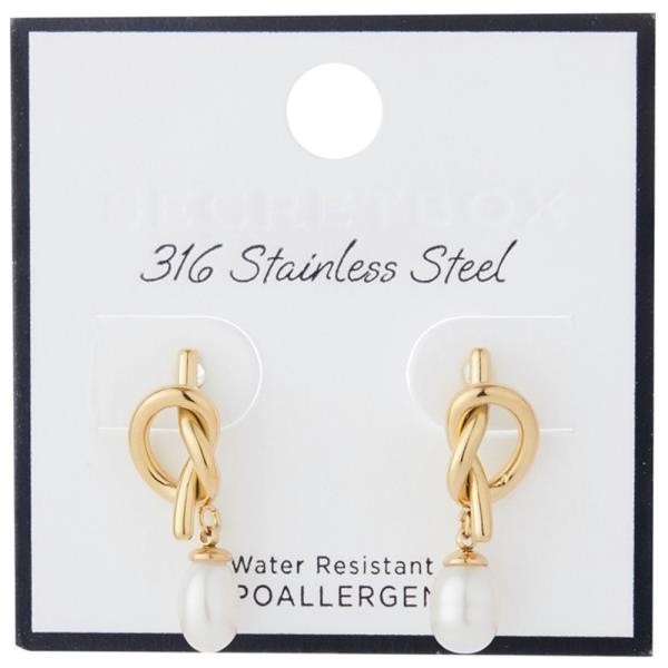 SECRET BOX STAINLESS STEEL PEARL EARRING