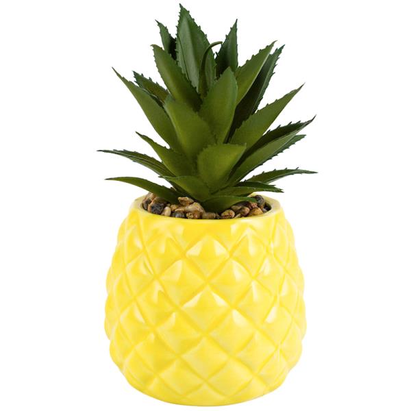 MAINSTAYS ARTIFICIAL POTTED PLANT CERAMIC PINEAPPLE SHAPE