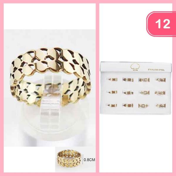 MIXED STAINLESS STEEL RING (12 UNITS)