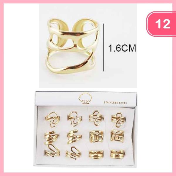 STAINLESS STEEL MIXED RING SET (12 UNITS)