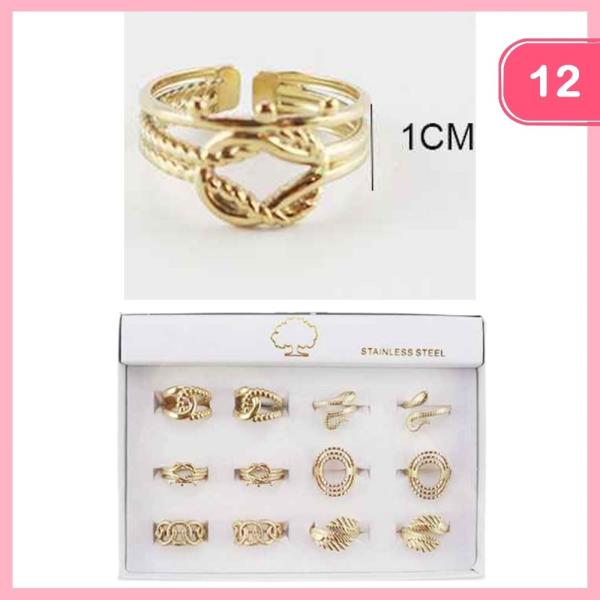 STAINLESS STEEL MIXED METAL RING (12 UNITS)