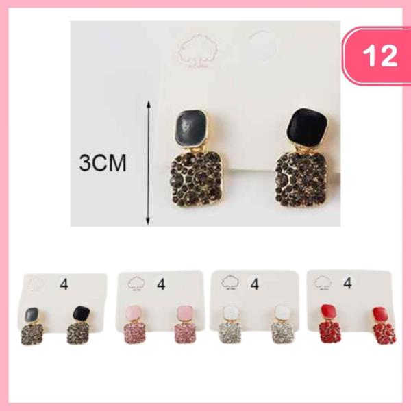 RHINESTONE POST EARRINGS (12 UNITS)