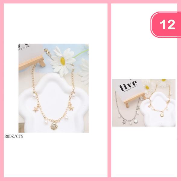 PEARL SEA SHELLS STARFISH CHARM NECKLACE (12 UNITS)