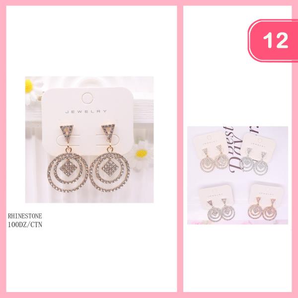RHINESTONE LAYERED DANGLE EARRING (12 UNITS)