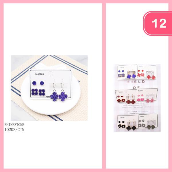 RHINESTONE MIXED POST EARRING (12 UNITS)