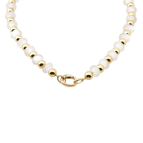 COLOR TRANSPARENT RESIN METAL BEAD NECKLACE